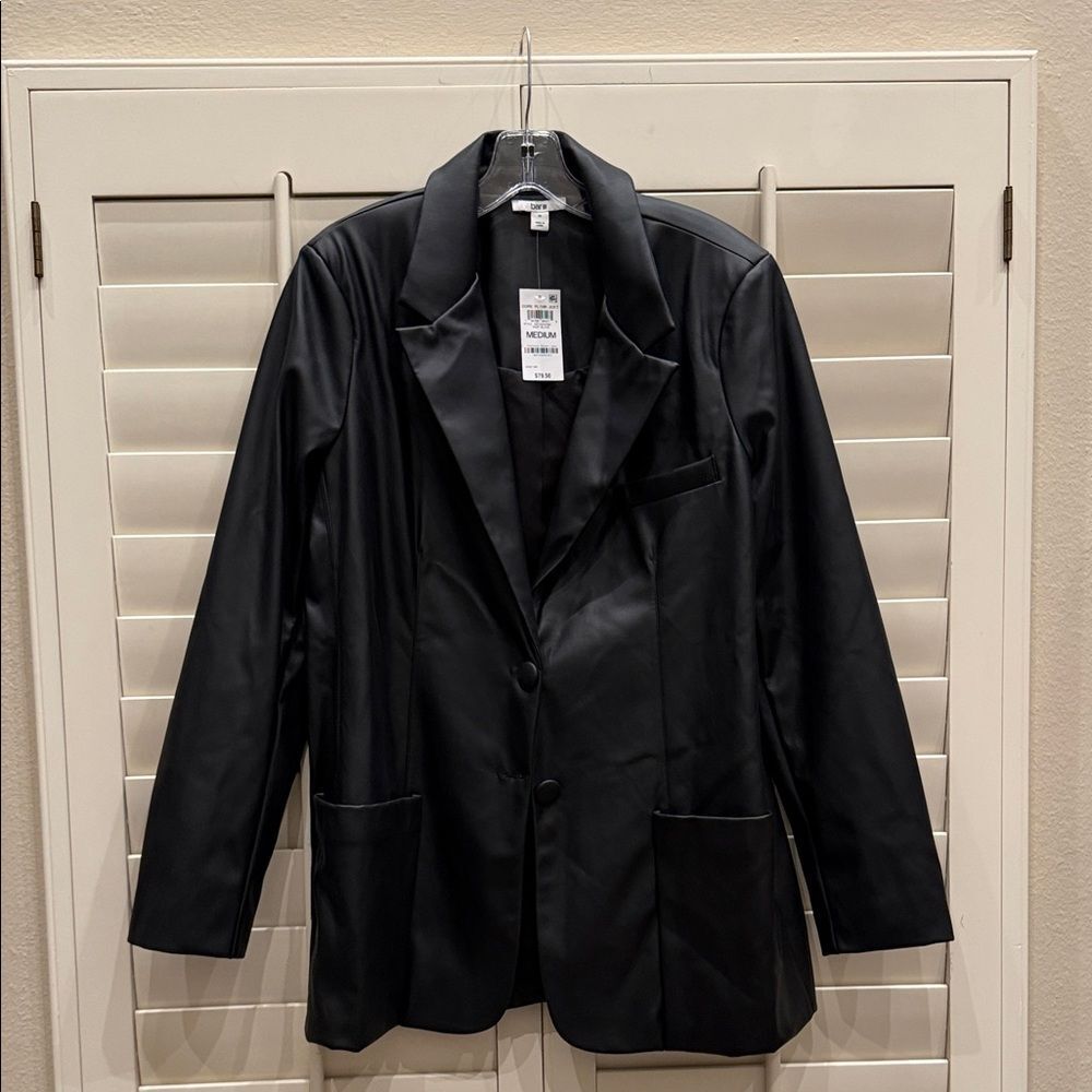 Bar III Deep Black Vegan Leather Jacket